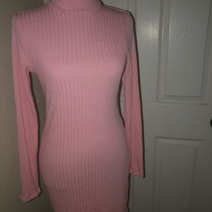 Woman sweater turtleneck dress.